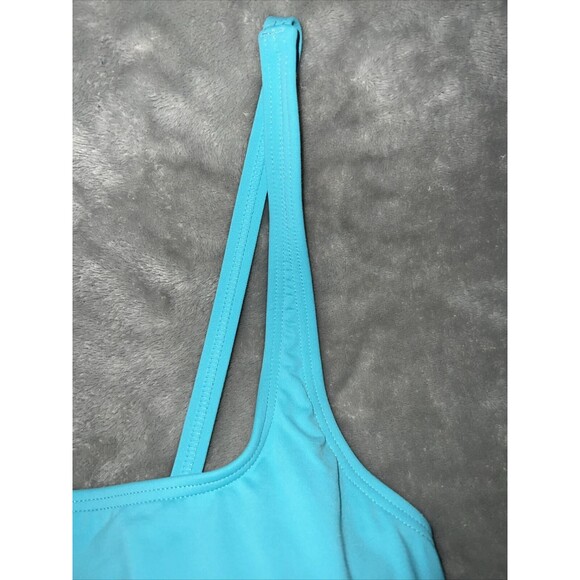 Michael Kors Womens 10 Light blue 1 Piece Bathing Suit Lace up Back Logo Tag - Picture 4 of 10